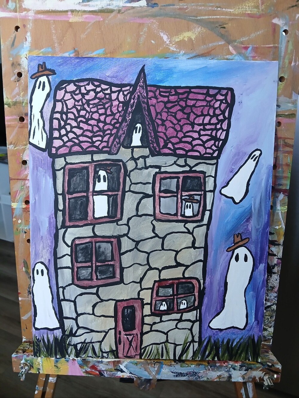 Haunted House Painting Folk Art